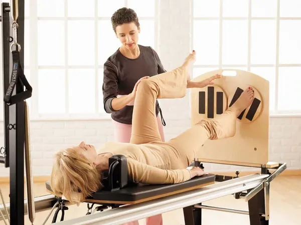 Private Pilates session on equipment at Dancing Hammock studio